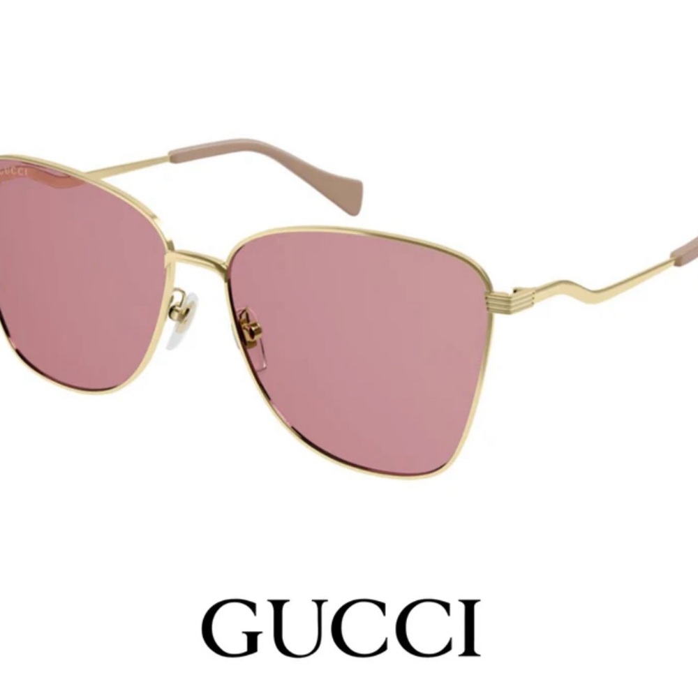 Brand New Gucci Sunglasses Gold with Pink Lens
